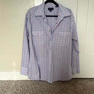 Panhandle Slim Blue and Pink Western Pearl Snap Shirt